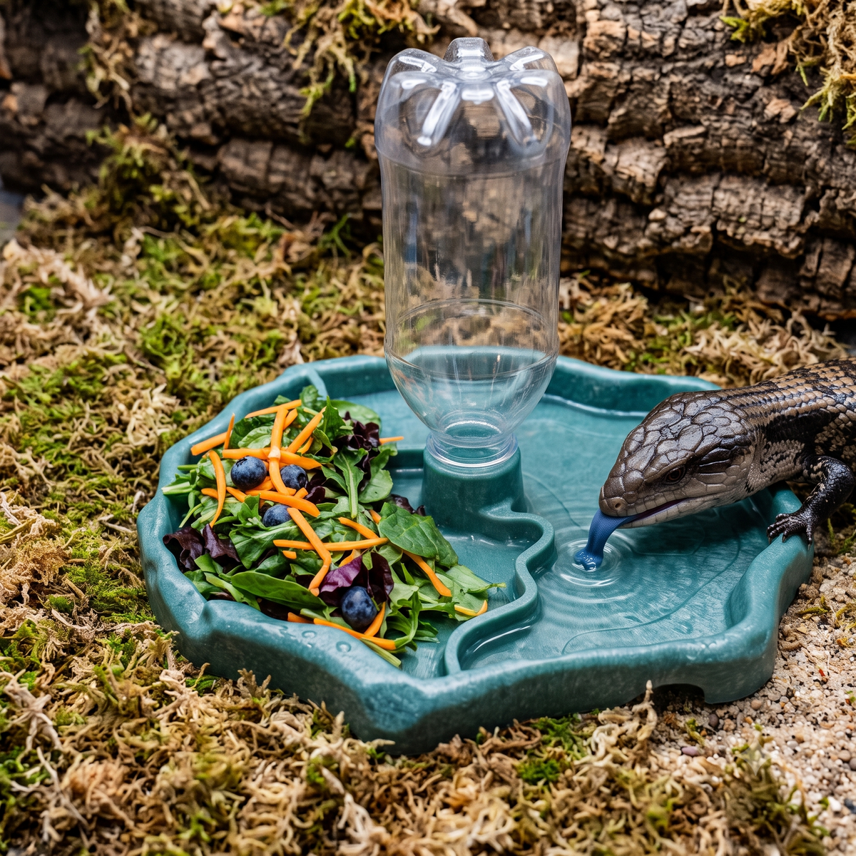 2-in-1 Reptile Food & Water Dish with Bottle Holder